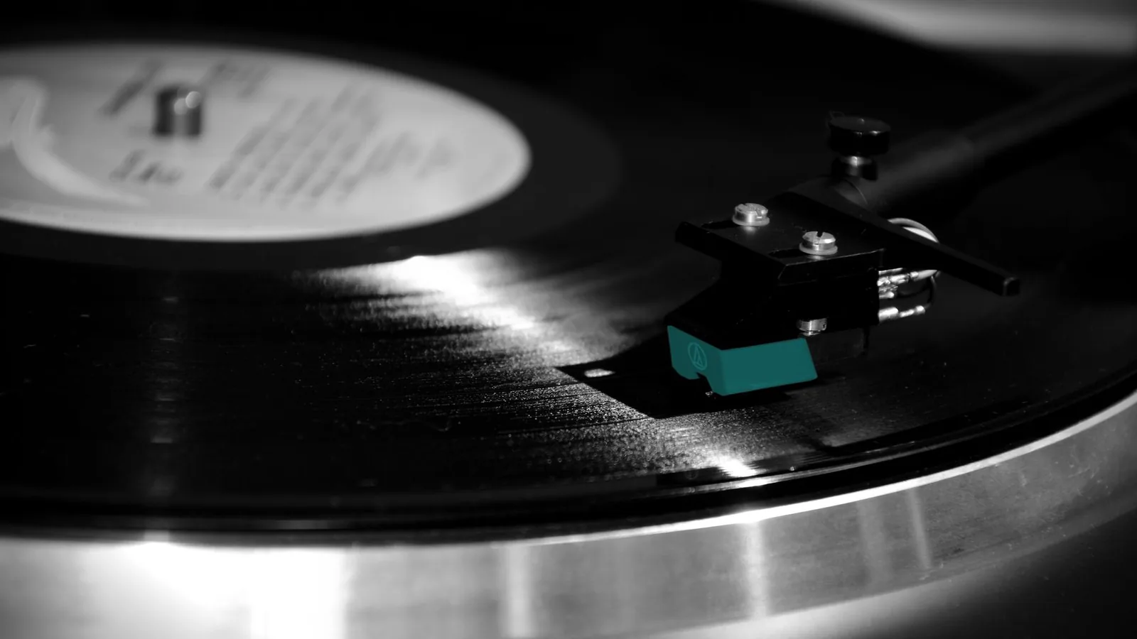 A vinyl record on a turntable